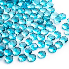 0.44KG Glass Marbles,Sea Blue Mini Flat Glass Beads~150 PCS for Vase Fillers,Floral Bottom Mancala Gems Pebbles Fish Tank Rocks for Table