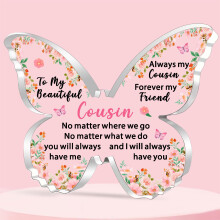 JETTOP Cousin Gifts for Women-Gifts for Cousin Birthday Christmas Butterfly Plaque Acrylic