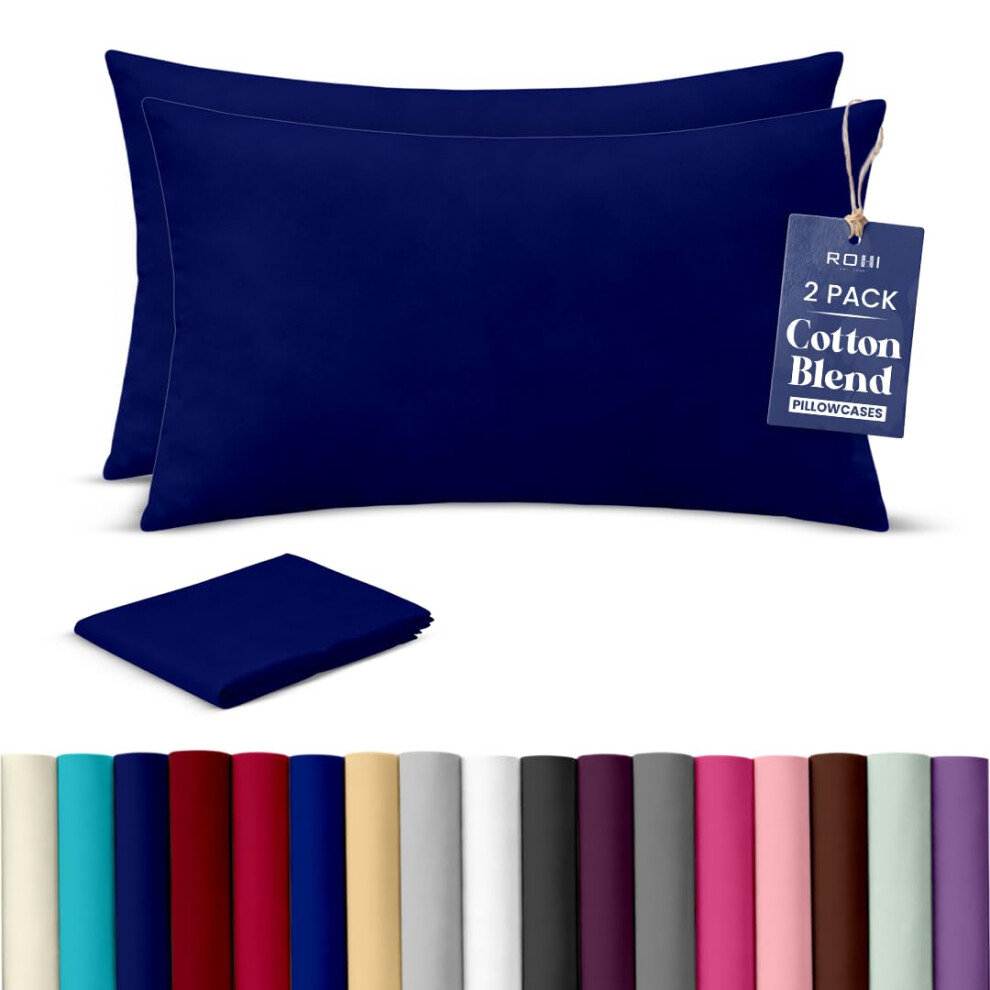 Rohi Luxury Royal Blue Pillow Cases 2 Pack - (50?75Cm) | Soft & Comfy Cotton Blend Pillow Covers With Envelope Closure | Breathable, Anti-Allergy,