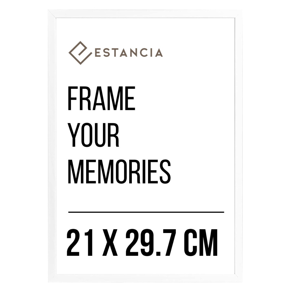 Estancia Pine Wood Photo Frame 21X29.7 Cm (A4) With Shatterproof Acrylic Glass | Modern Wooden Picture Frame White 5051225318956