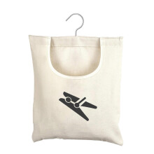 Vierone 1Pcs Peg Bag for Washing Beige Clothespin Storage Bags Reusable Peg Basket for Washing Line 32x28cm Practical Hanging Pegs Bag Box