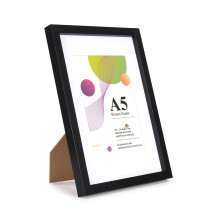 Scholar Tree A5 Frame - 1 Pack A5 Black Frame, Black Picture Frames 21 X 14.8 cm, Wooden Photo Frames with 6x4 Mount, With Stand Tabletop or Wall