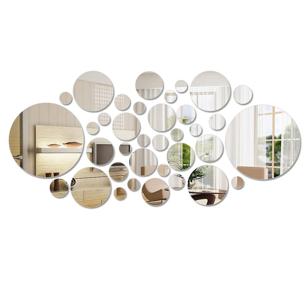 Doduos 36-Piece Removable Acrylic Setting Wall Sticker Decal, Round Acrylic Mirror Stickers, 3D Mirror Wall Decal For Home, Bedroom, Hallway 5051225317300