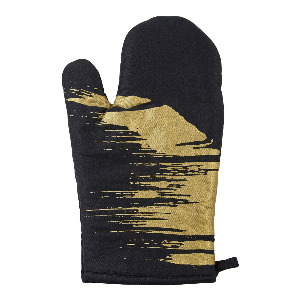 Premier Housewares Oven Glove, Cotton, Single Black/Gold