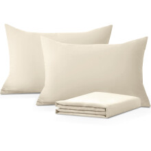 Moonlight Bedding Pillow Cases 2 Pack ? Cream Pillowcases Envelope Closure Super Soft Brushed Microfiber Standard House Wife Pillow Covers,