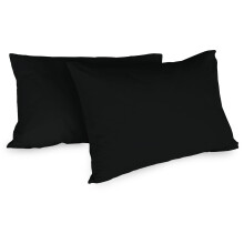 Zer0bed, Pair of Pillowcases in Cotton, 52 x 80 cm, Black, Set of 2, Plain Colour, 100% Cotton, Bed Pillow, Envelope Closure