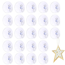 Vaktop 40 pcs Suction Hooks, Clear Suction Cup Hooks with Plastic Hook, 4 cm Sucker Hook for Glass, Window, Tile, Bathroom, Shower, Kitchen, Christmas