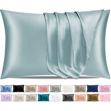 Pamposh Satin Silk Pillowcases For Hair And Skin 2 Pack Standard Size with Envelope Closure (Blue Gray, 2 Pcs Pillowcases (50 x 75 cm))