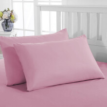 PRIME LINENS Pillow Cases 2 Pack Standard Size Microfibre Pillow Cover with Envelop Closure Wrinkle Fade Resistant Pillowcases Machine Washable (Pink,