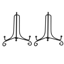 Tincogo (2 pack) Iron Display Stand, Black Iron Easel Plate Display Photo Holder Stand, Displays Picture Frames, Cookbooks, Decorative Plates, Tablets