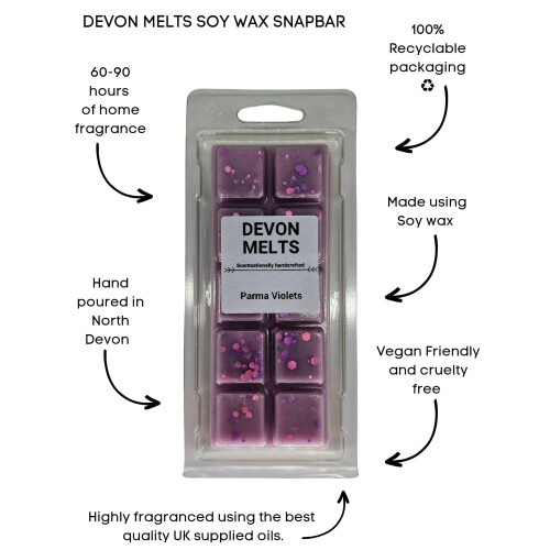 Devon Melts - Parma Violets - Highly Scented 100% Soy Wax Snapbar 1