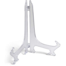 igadgitz home U7008 - Folding Plate Holder, Decorative Stand, Ornamental, Picture Frame Easel - Small/Medium/Large Sizes - Clear - Medium (1 Piece)