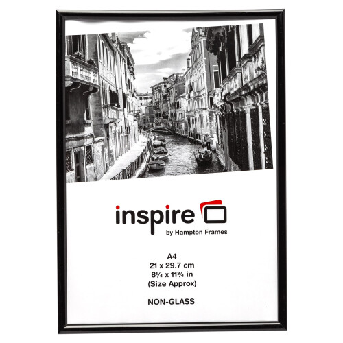 Hampton Frames, Backloader Poster Certificate Photo Frame BLR2130BLK, A4 21x30cm, Black, Acrylicglass | Easy Back Loading | Wall or Tabletop Display |