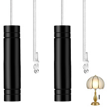 Black Bathroom Light Pull Cord,2Pcs Light Pull Cord,Pull Cord Light Switch Bathroom,with 150cm Black Light Pull Cord Handle,Bathroom Pull Cord,Light