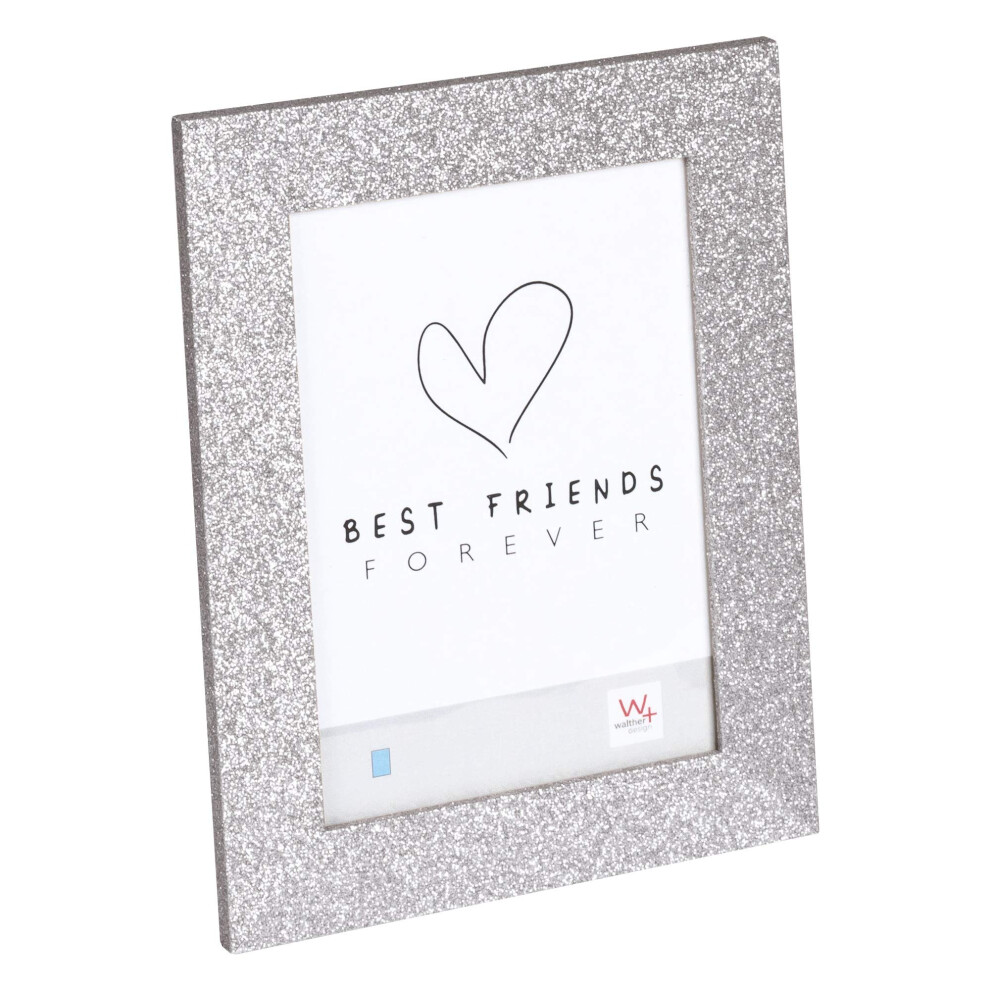 Walther Design Picture Frame Twinkle 10X15 Cm, With Glitter Finish, Portrait Frame, It015s Silver 5051225326241