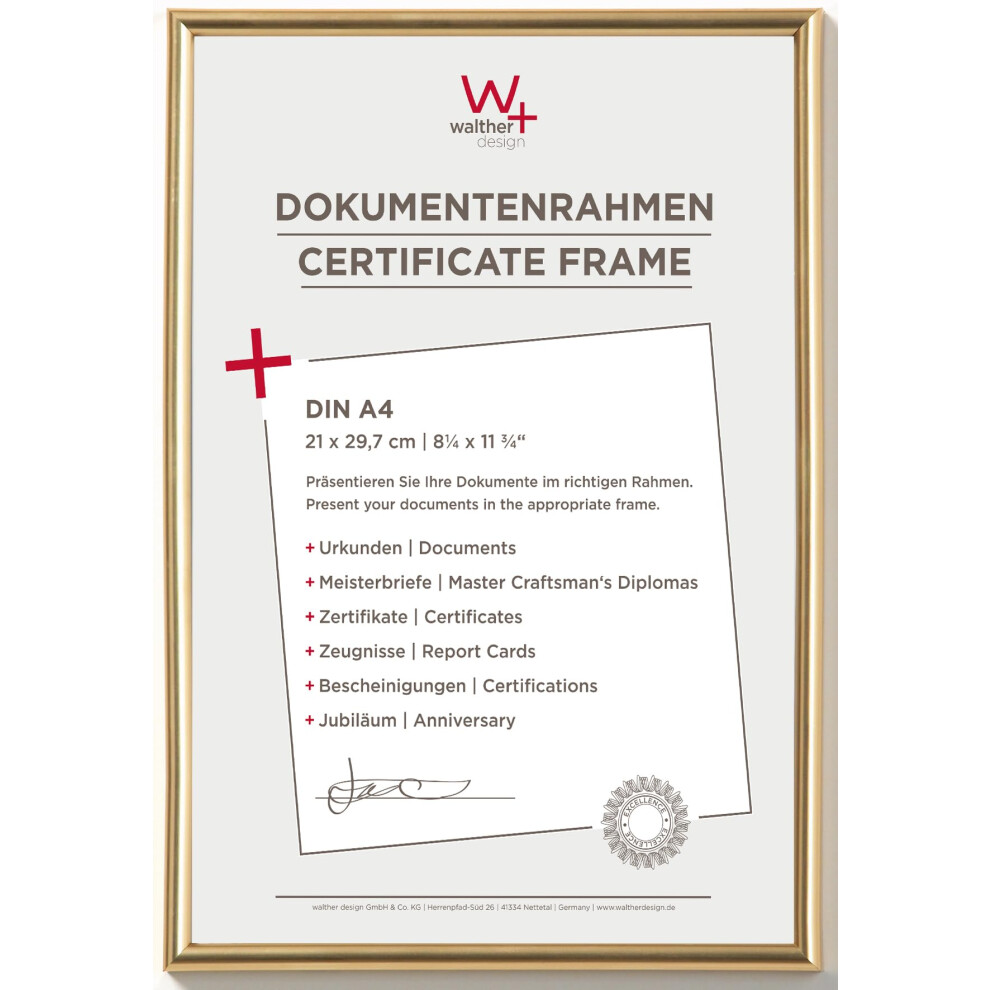 Walther Design Picture Frame 21 X 29,7 Cm (Din A4) Galeria Plastic Frame Kg130h Gold 5051225333775