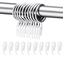 24 Set Metal Curtain Rings Drapery Curtain Hanging Rings with Plastic Hooks for Curtains and Rods 30 mm Internal Diameter