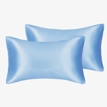 Juwenin Silky Satin Pillowcases Queen Standard For Facial Beauty Hair Health Face Care Hypoallergenic Set Of 2pcs (Blue)