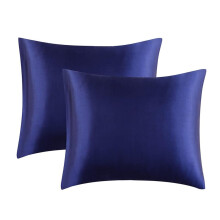 Juwenin Home 2 Pack Satin Silk Pillow Case Soft Pure Mulberry pillow Case Cover for Hair and Skin with Envelope Closure (Navy, Standard(50x75cm))