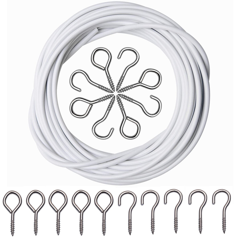 Asiwujing Curtain Wire 4 Metres Net Curtain Wire Cord Cable With 10 Hooks And 10 Eyes?