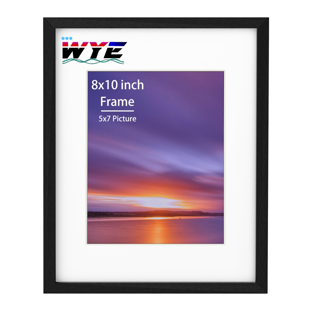 8X10 Picture Frames, Solid Wood 10X8 Inch Photo Frame With 4.5X6.5 Inch Mount And Stand, Plexiglass, Tabletop Or Wallmount, Black 5051225321468