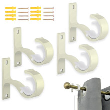 AZWOOD Curtain Pole Bracket, 4pcs Heavy Duty Curtain Rail Brackets for ?20-28mm Rods, Premium Ceiling Hanging Drapery Rod Holder Closet Wardrobe