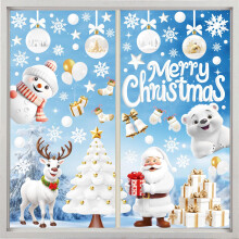 Norvens 9 Sheets Christmas Window Stickers Christmas Window Cling Christmas Window Decal White Stereo Static Sticker for Xmas Window Decoration