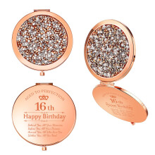 Bolosa 16th Birthday Gifts Girl, Sweet 16 Gifts for Girls, Rose Gold Pocket Compact Mirror, 16 Years Old Present for Sisters, Friends, Daughter,