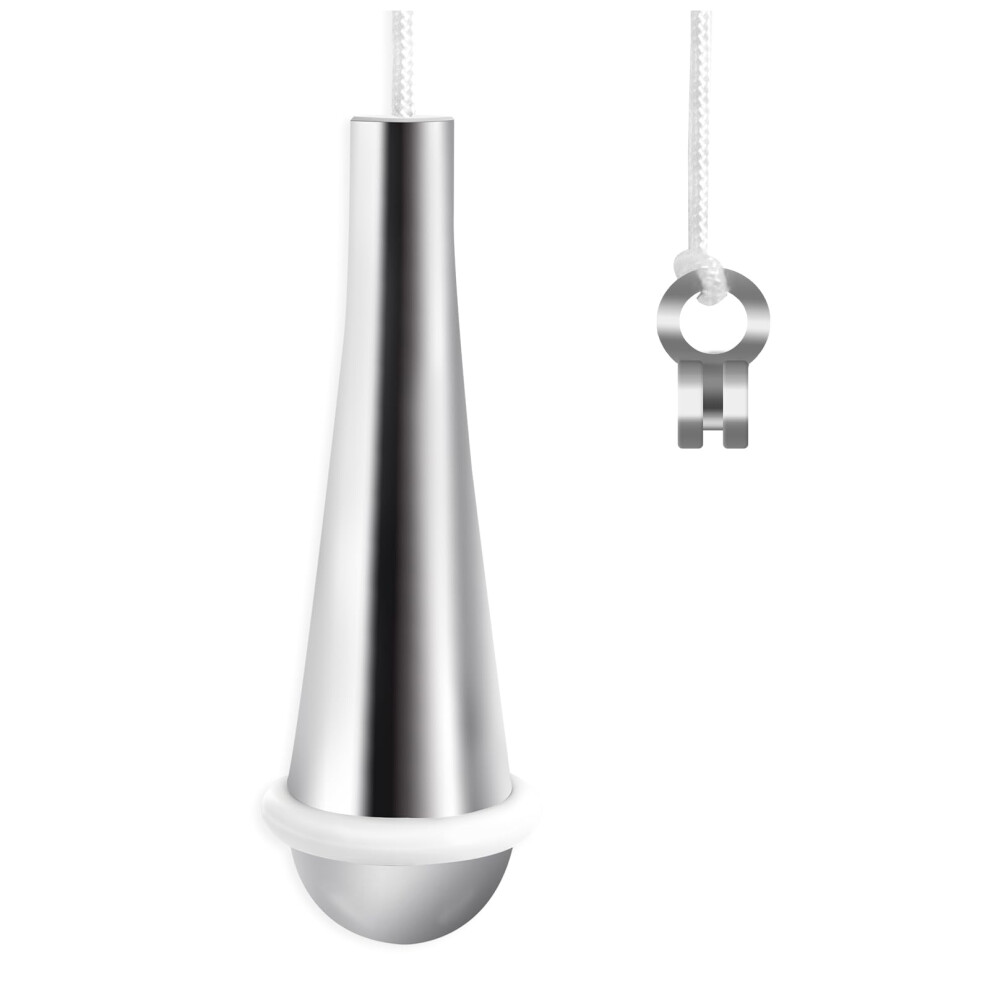 Kufaerbeam Light/White Bathroom Pull Cord Handle,Pull Cord Switch Bathroom,Chrome Teardrop Pendant Weight Connector With 150Cm Long Nylon String For