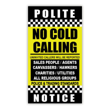 No Cold Callers Sign for Front Door Sticker No cold Callers Sticker Waterproof No Salesmen or Cold Callers Sign for Front Door (90 x 50 mm)