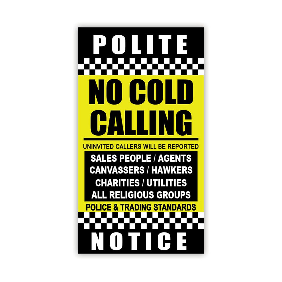 No Cold Callers Sign For Front Door Sticker No Cold Callers Sticker Waterproof No Salesmen Or Cold Callers Sign For Front Door (90 X 50 Mm) 5051225321918