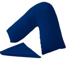 KANAK V Shaped Pillowcase Plain Polycotton Back & Neck Support V Pillow cover Orthopaedic/Pregnancy/Nursing Pillow Case Cover Only (Navy Blue)