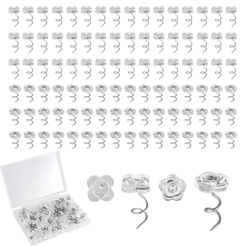 100Pcs Bed Skirt Pins, 0.43 Inch Twist Pins With Clear Heads Upholstery Tacks Headliner Pin For Slipcovers And Bedskirts Holders (Four-Leaf Clover, 5051225341237