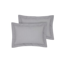 Rayyan Linen Oxford Pair of Pillowcases100% Egyptian Cotton 200 Thread Counts Size 50 x 75CM - 2 Pack Pillow Cases (Silver Grey)