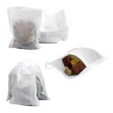 50 Pack Drawstring Bags, Disposable Small Mesh Bags for Cooking, Soaking Medicinal Liquor, Tea Coffee Filter, DIY Craft Spices Storage, Weeding Party