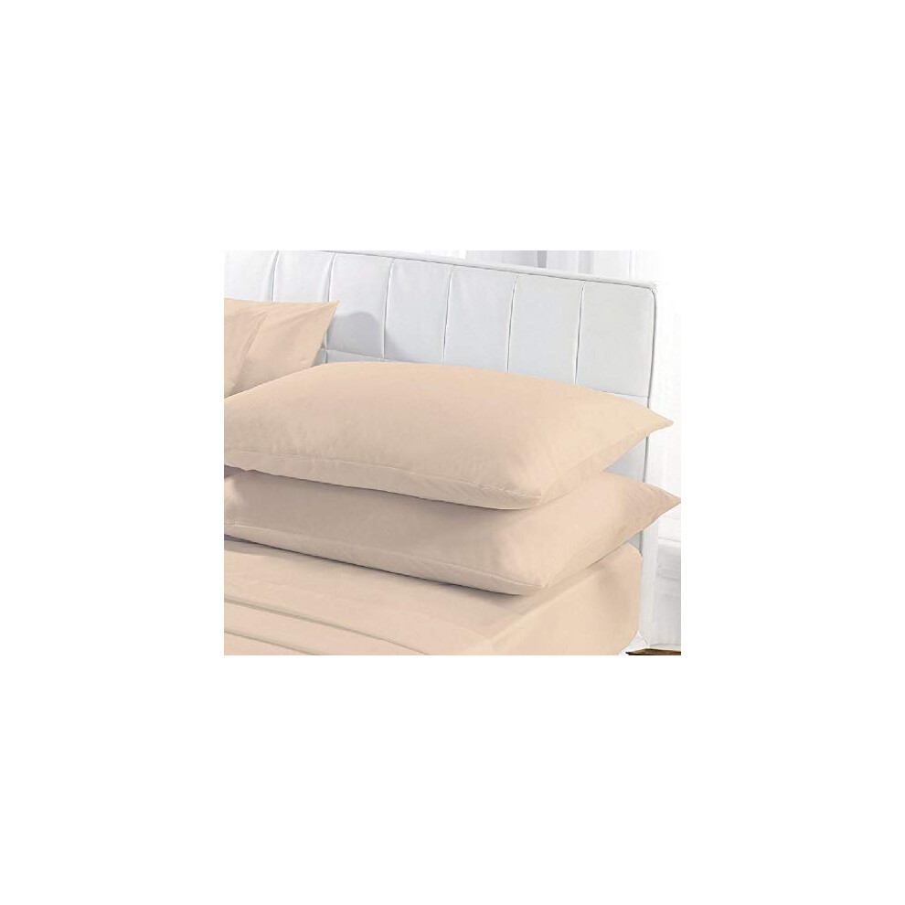 Poly-Cotton Plain Dyed Housewife Pillowcase Pair - Easy Care, Machine Washable - Available In 25 Colours - Pillow Case Pair 50X75cm (Latte) M Fabrics