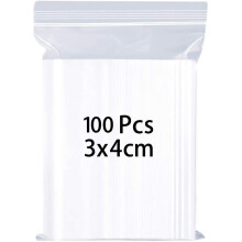 3x4cm 100 Grip Seal Bags, Small Clear Plastic Bags, Resealable Storage Pouches, Poly Zip Lock Bags, Perfect for Kitchen Storage, Jewellery, Diamond