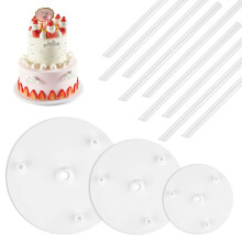 Vaktop Cake Dowels for Tiered Cakes, Cake Supports for Tiered Cakes, Cake Tier Supports, 9pcs Cake Stand Sticks with 3pcs Cake Separator - for Tiered
