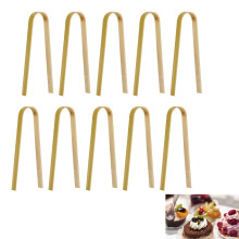 10PCS 3.93 Inch Disposable Bamboo Tongs,Mini Bamboo Tongs,Natural ToastTongs,Handy Natural Kitchen Tongs, Environmental Cooking Utensils for