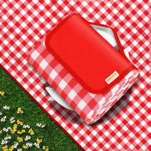 SAMSIER Outdoor Picnic Blankets Waterproof Foldable Sandproof, Large Gingham Cute Picnic Mat Washable Portable for Park Beach Camping Courtyard (Red,