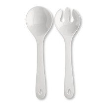 Spoddy Plastic Salad Servers (31 cm Large, Two-Piece, White) - Plastic Salad Cutlery with Salad Spoon and Salad Fork for Serving (Dishwasher Safe and