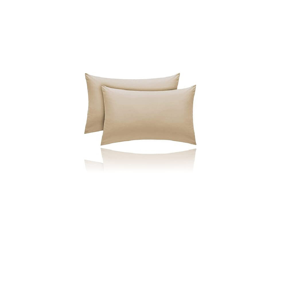 Pillowcase 2 Pack Polycotton Pillow Case Cover 50X75cm - Latte Plain Dyed Housewife Pillowcases With Envelope Closure Kanak