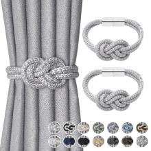Pretty Jolly 2 Pack Mini Magnetic Curtain Tiebacks Nordic Simple Style Drape Tie Backs Elegant Hand Weave Rope Knot Decorative Curtain Holdbacks for