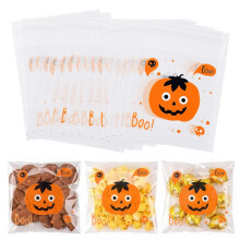 Halloween Cookie Bags, 100pcs Clear Cellophane Bags Small Cellophane Bags Self-Adhesive Biscuit Bags Transparent Candy Bags For Halloween Bakery
