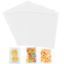 Cellophane Bags - 100 Pack Small Clear Cellophane Sweet Cookie Bags, Food Safe, Seal Clear Self-Adhesive OPP Display Sealable Bags for Cookies,