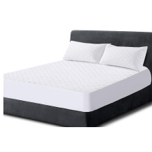 Poly-Cotton Quilted Mattress Protector Microfiber Fitted 30cm Deep Skirt Soft Touch for Extra Comfort Non Noisy Hotel Quality Anti-Allergy &