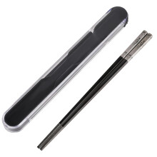 Molain 1 Pair Metal Chopsticks Reusable, Portable Chopsticks with Pull Design Case, Stainless Steel Chopstick with Titanium Plated for School, Home,