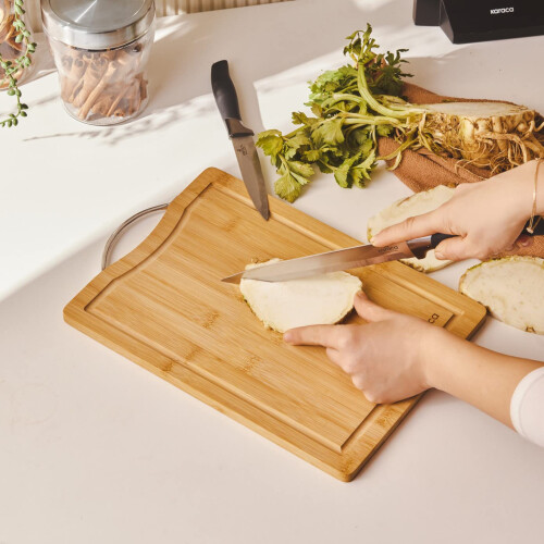Karaca Owen Bamboo Rectangle Chopping Board, Small, Wood 2