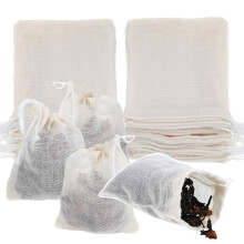 YUXIANLB Spice Bags for Cooking 30 Pack, 3x4 in Natural Muslin Drawstring Bag, Reusable Tea Bags for Loose Tea, Empty Sachet Bags, Unbleached