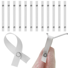 Towel Clips Hanger Set, 12Pcs Tea Towel Hanging Clips, Loop Towel Clip with Pin Button Closure, Textiles Towel Hangers without Sewing, Convenient and
